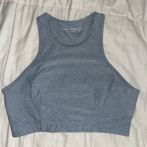 OUTDOOR VOICES Cropped Blue Print Sport Bra Top